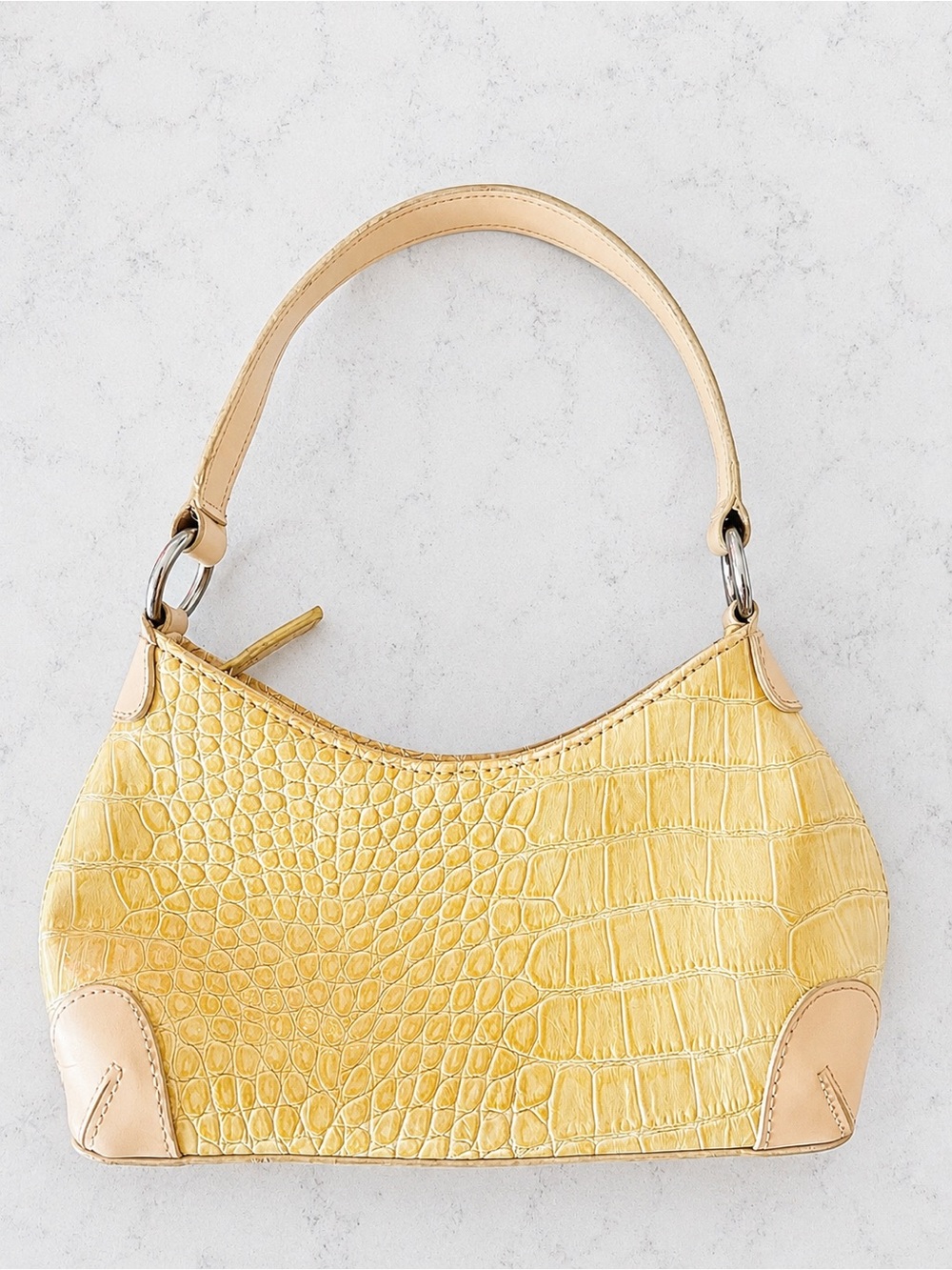 Yellow Croc-Embossed Shoulder Bag -BCBgirl